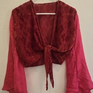 Red with velvet design halter top